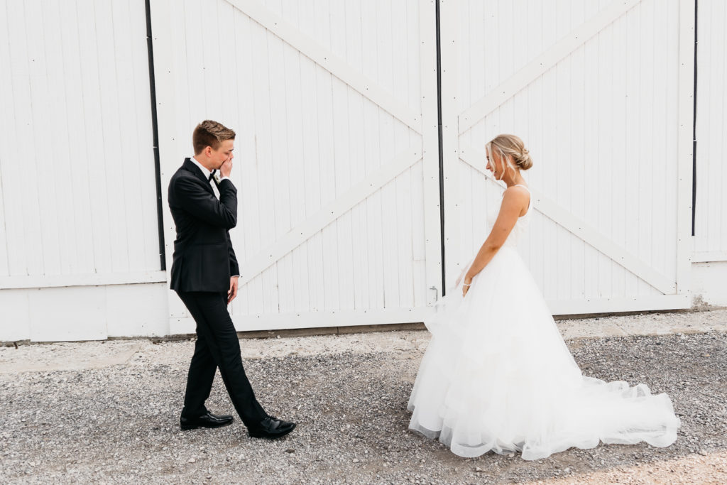 First Look at White Willow Farms Wedding, Indiana Wedding Photographer