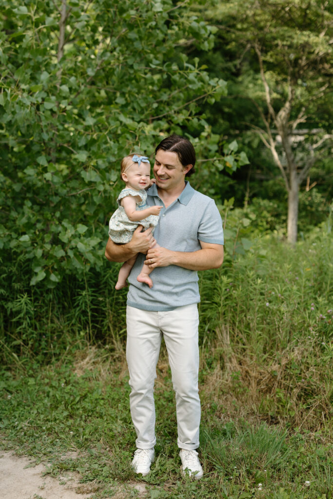 Dad and little girl standing during Indianapolis Milestone Photography session