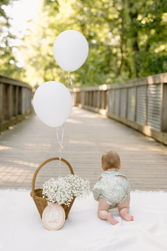 Baby crawling away from the camera during Indianapolis Milestone Photography session