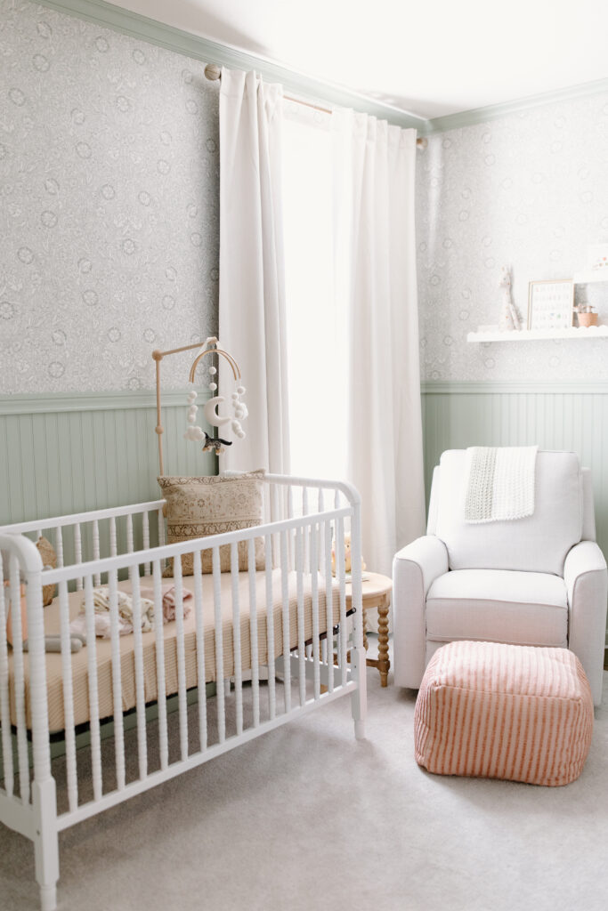 detail photo of pastel nursery during newborn photos in Fishers, IN