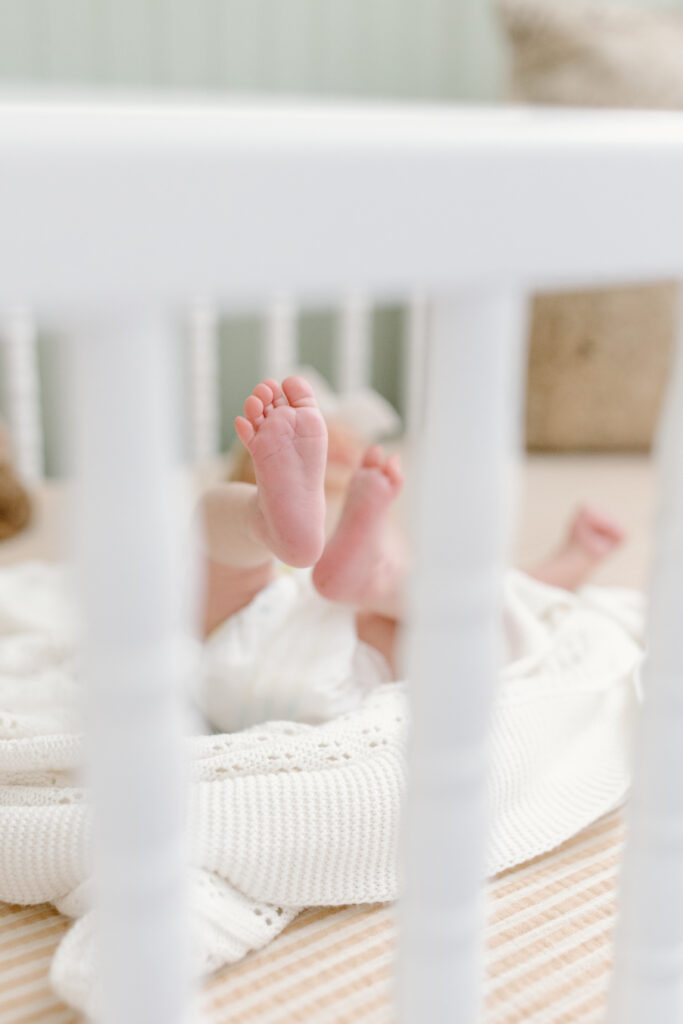 detail photo of feet during newborn photos in Fishers, IN