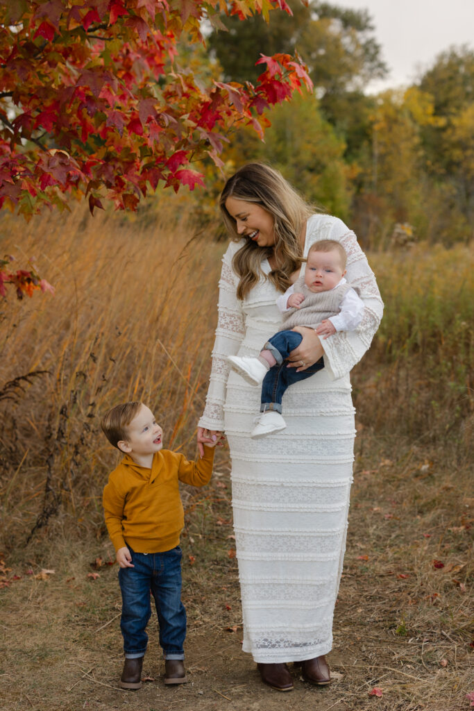 Mom and sons during Fall Mini Sessions at West Park with Capturing Simplicity Photography