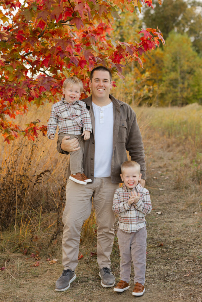 Dad and sons during Fall Mini Sessions at West Park with Capturing Simplicity Photography